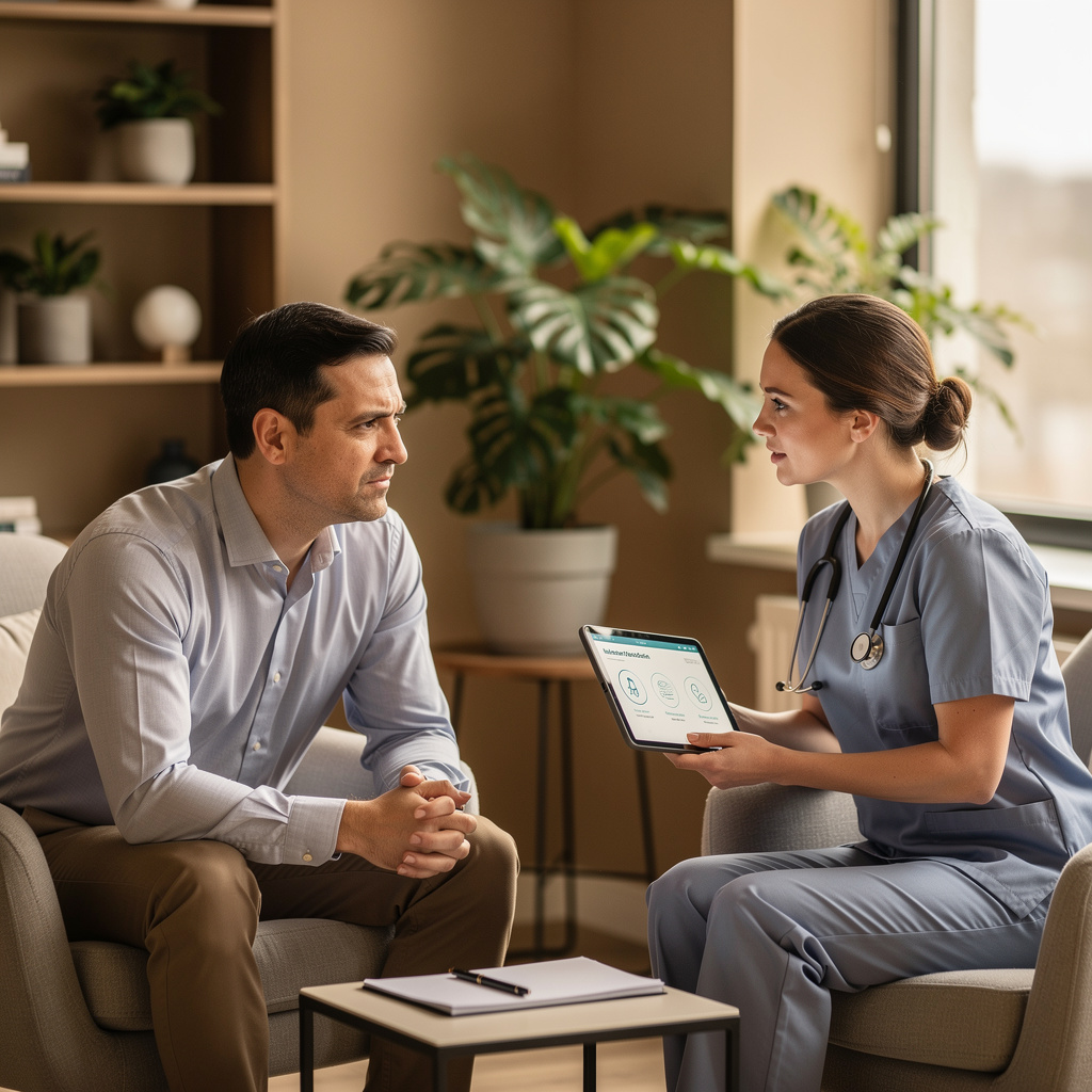 Professional mental health support options including therapy and hormone optimization consultation