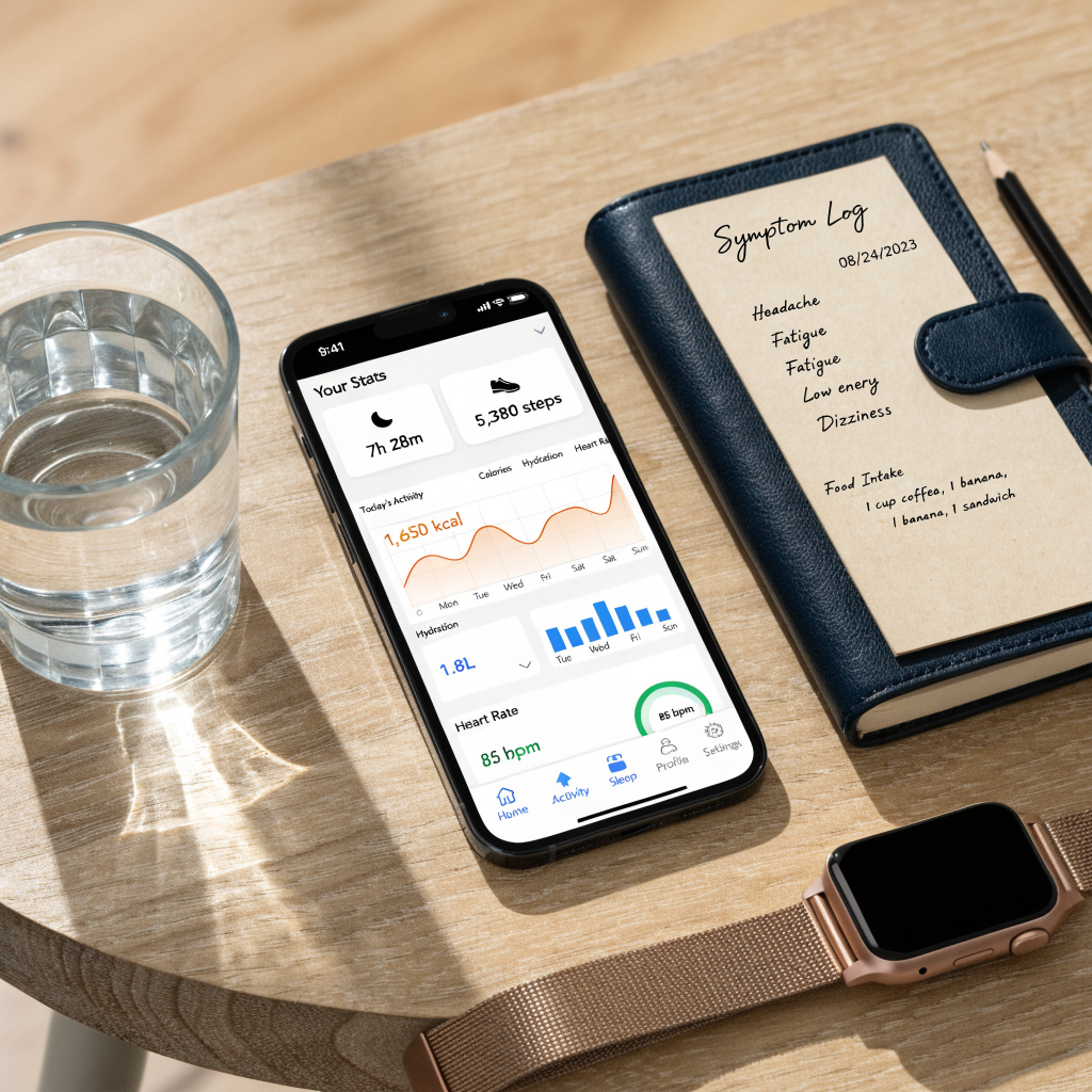 Digital health tracking tools and symptom journal for appointment preparation