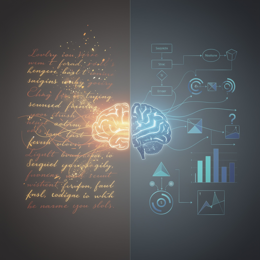 Dual coding illustration showing the split between verbal text encoding on one side and visual diagram encoding on the other, merging at a central brain icon