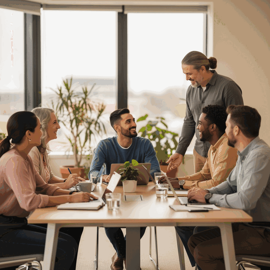 Diverse workplace team in a calm collaborative meeting, representing how common autoimmune conditions are among working adults