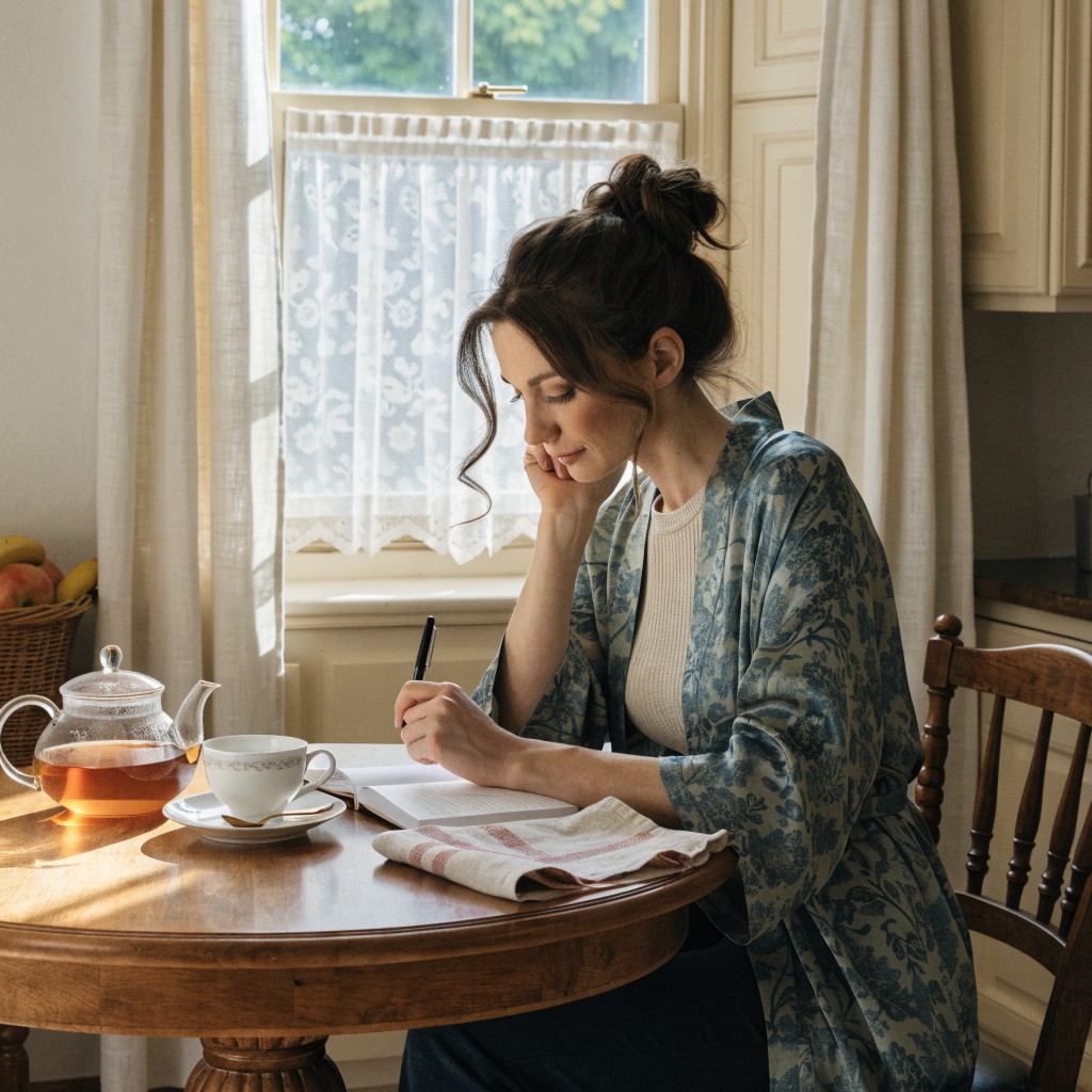 Quiet thoughtful moment at home while learning about a PCOS diagnosis
