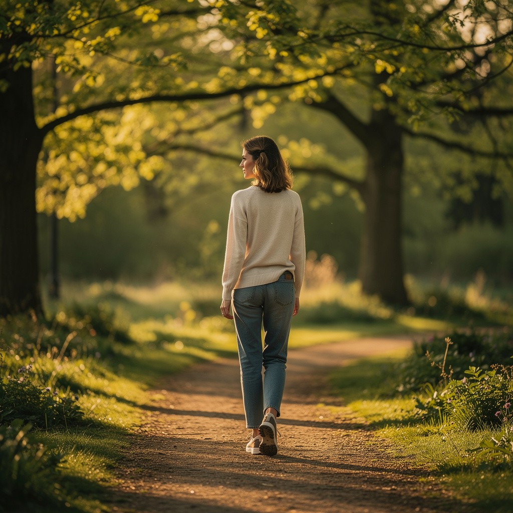 Woman walking outdoors reflecting on her PCOS fertility journey