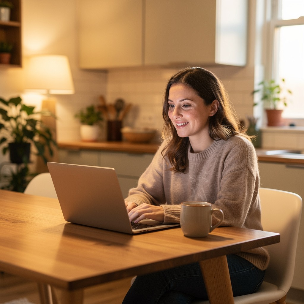 Calm telehealth conversation from a kitchen table about PCOS fertility options